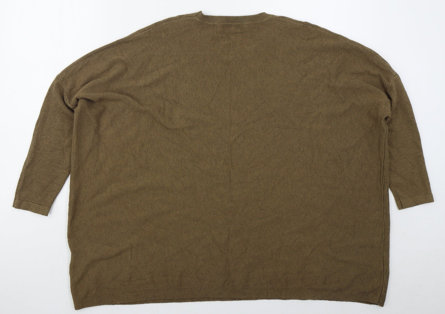 M&C Womens Brown Crew Neck  Nylon Pullover Jumper Size M
