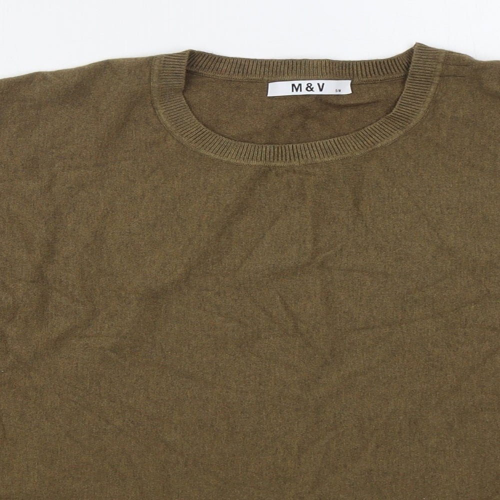 M&C Womens Brown Crew Neck  Nylon Pullover Jumper Size M