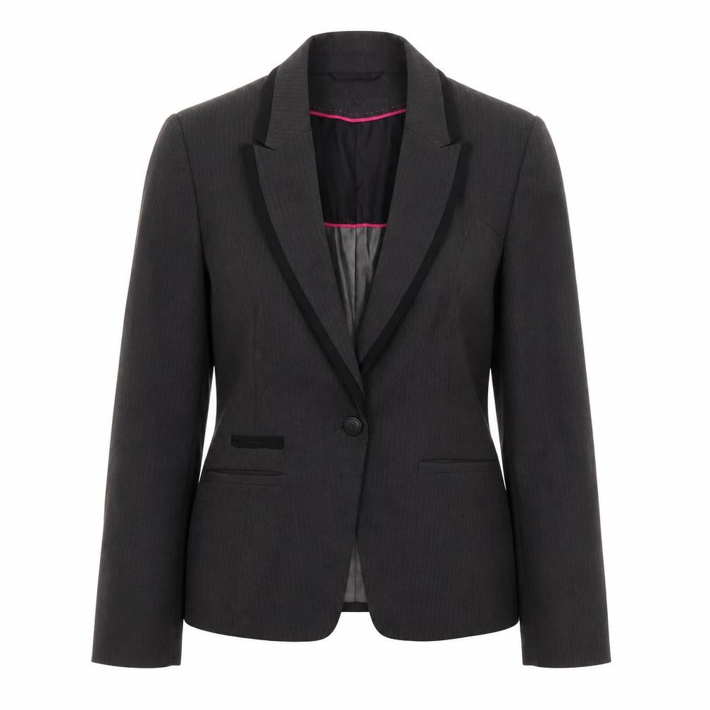 NEXT Womens Grey Striped Polyester Jacket Suit Jacket Size 12