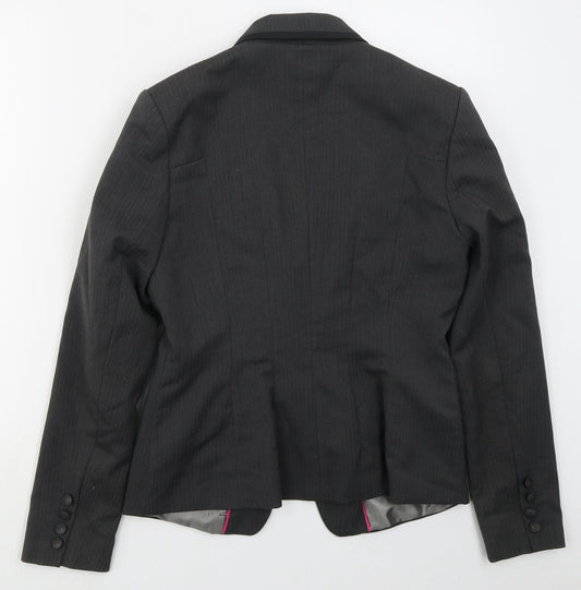 NEXT Womens Grey Striped Polyester Jacket Suit Jacket Size 12