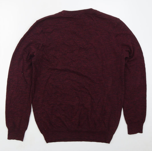 M&Co Mens Red Crew Neck  Cotton Pullover Jumper Size M