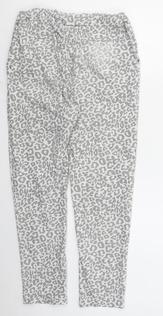 Preworn Womens Grey Animal Print Viscose Tapered Jeans Size 28 in L27 in Regular Drawstring