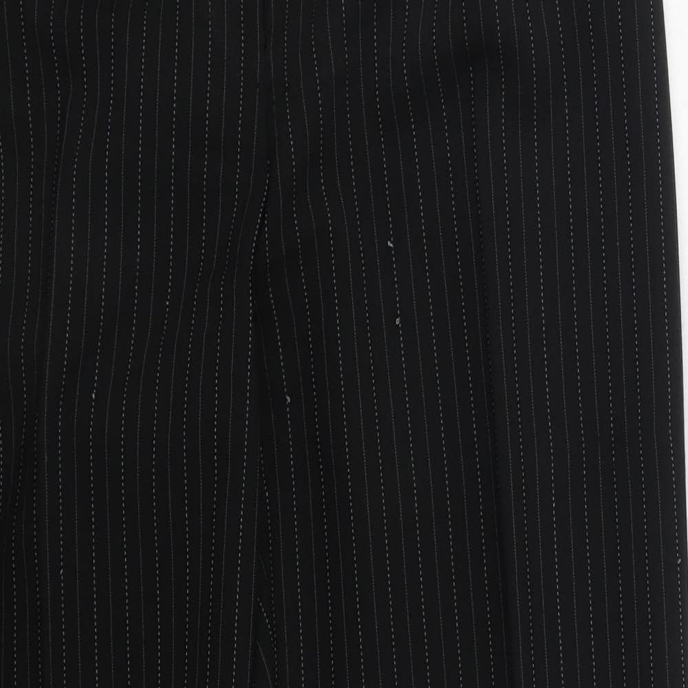 Evie Womens Black Striped Polyester Trousers  Size 12 L28 in Regular Hook & Eye