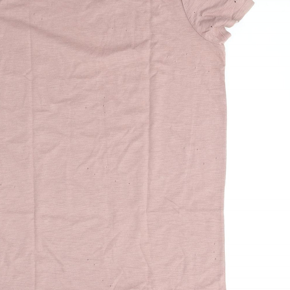 NEXT Womens Pink  Cotton Basic T-Shirt Size 8 Round Neck - hole pattern detail