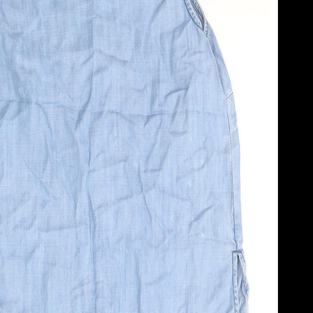 Papaya Womens Blue  Lyocell Tank Dress  Size 10  Round Neck Button