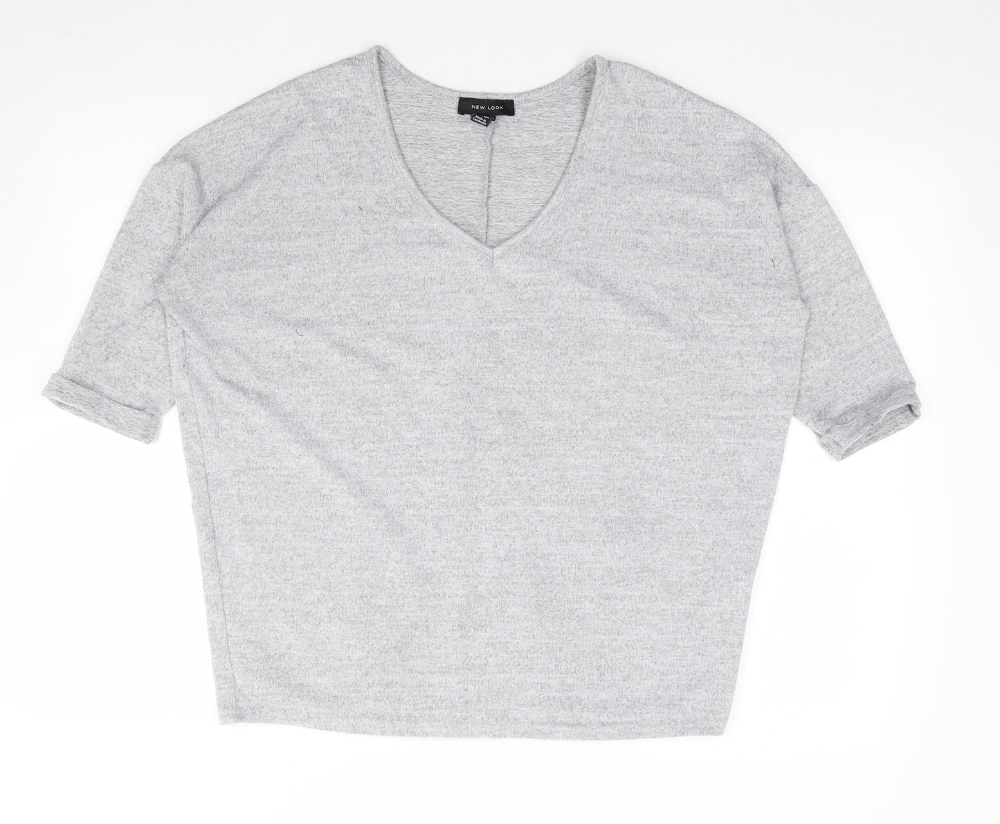 New Look Womens Grey V-Neck  Polyester Pullover Jumper Size S