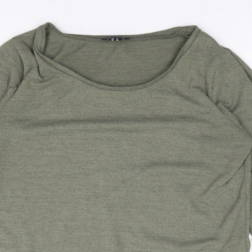 New Look  Womens Green  Polyester Jersey T-Shirt Size 12 Scoop Neck