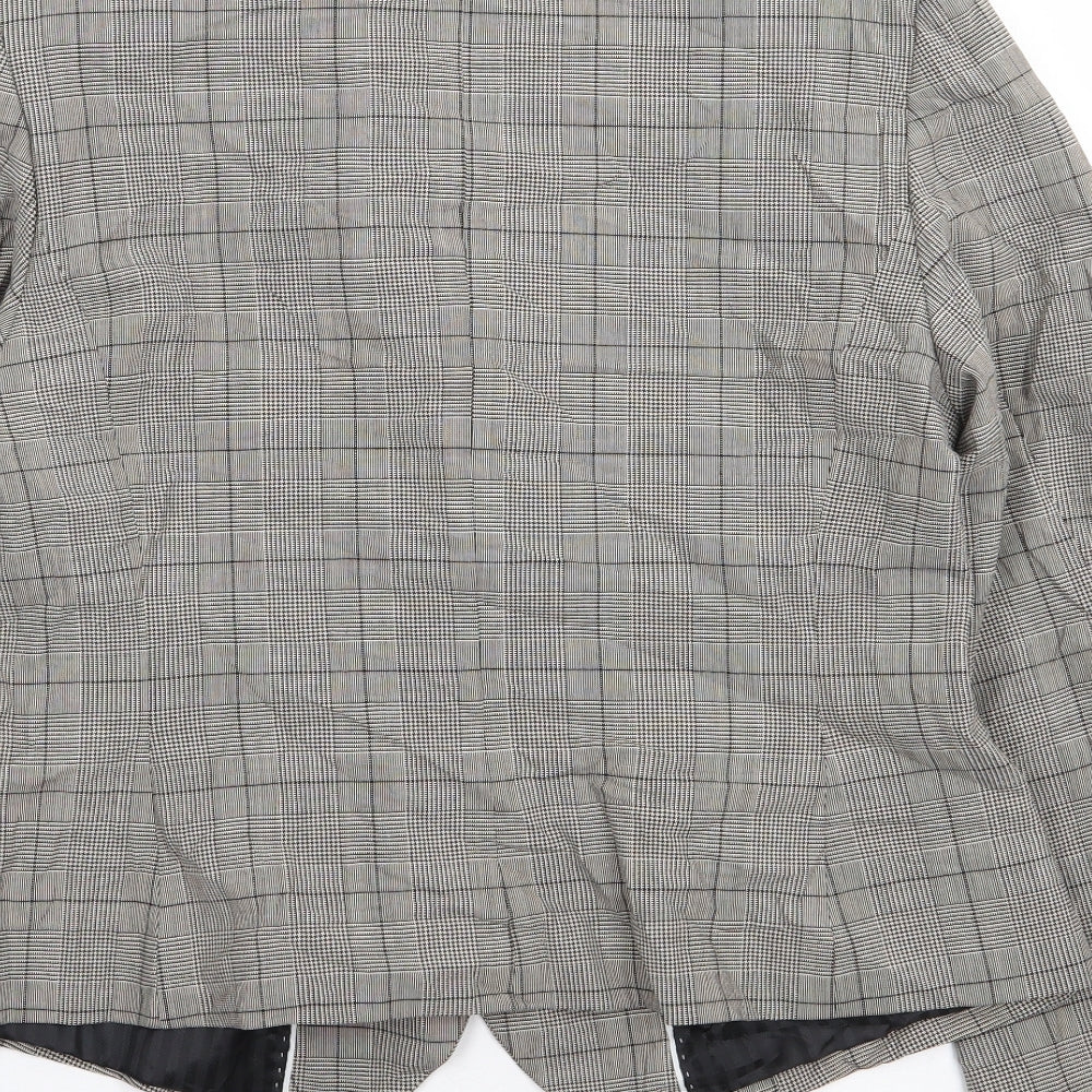 Marks and Spencer Womens Brown Plaid Polyester Jacket Suit Jacket Size 14