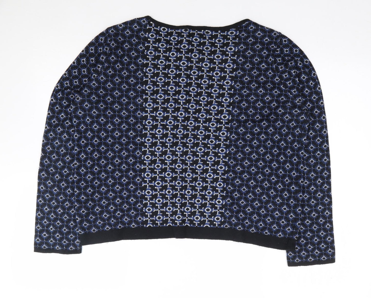 Topshop Womens Blue Round Neck Geometric Acrylic Pullover Jumper Size 10