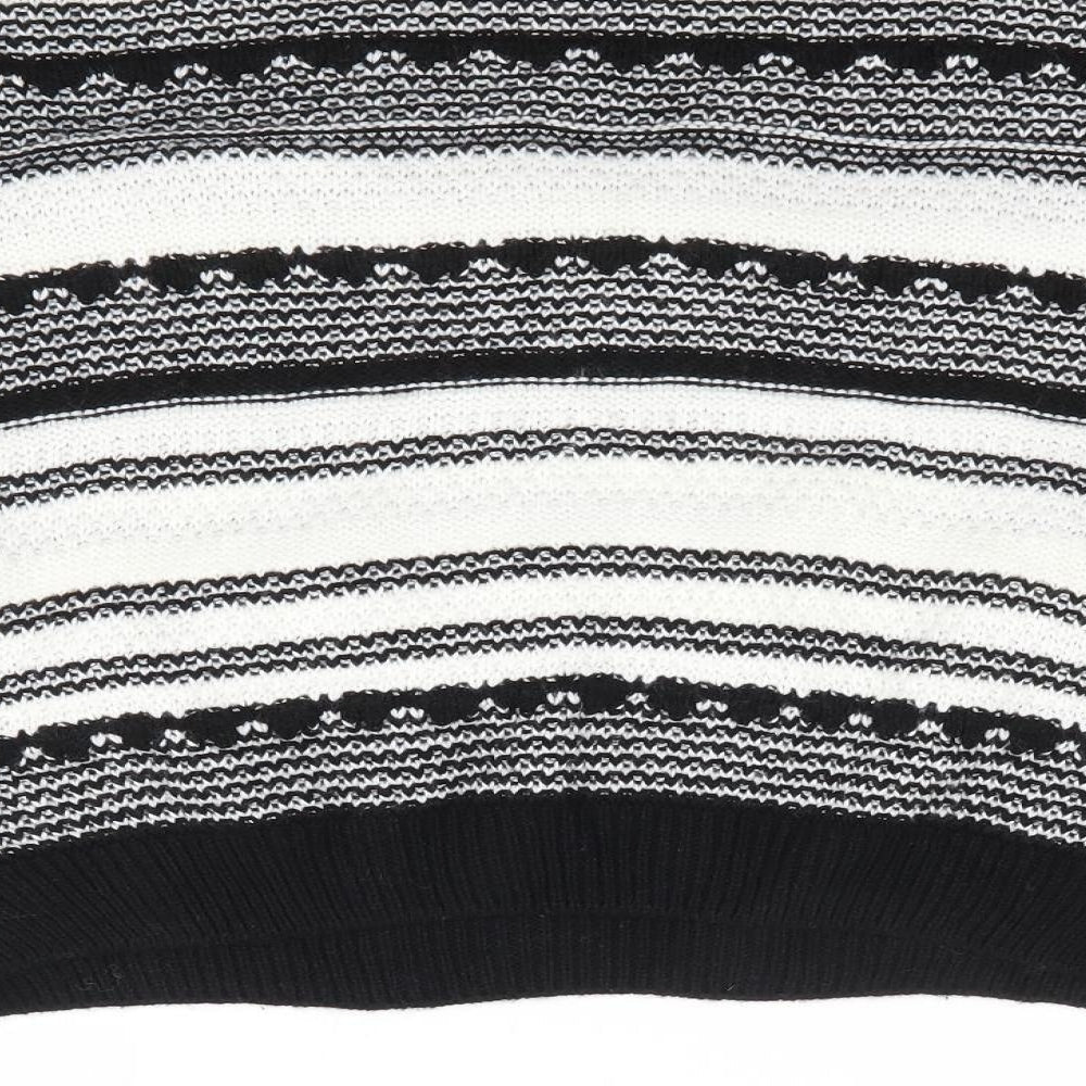 New Look  Womens Black Round Neck Striped Acrylic Pullover Jumper Size M
