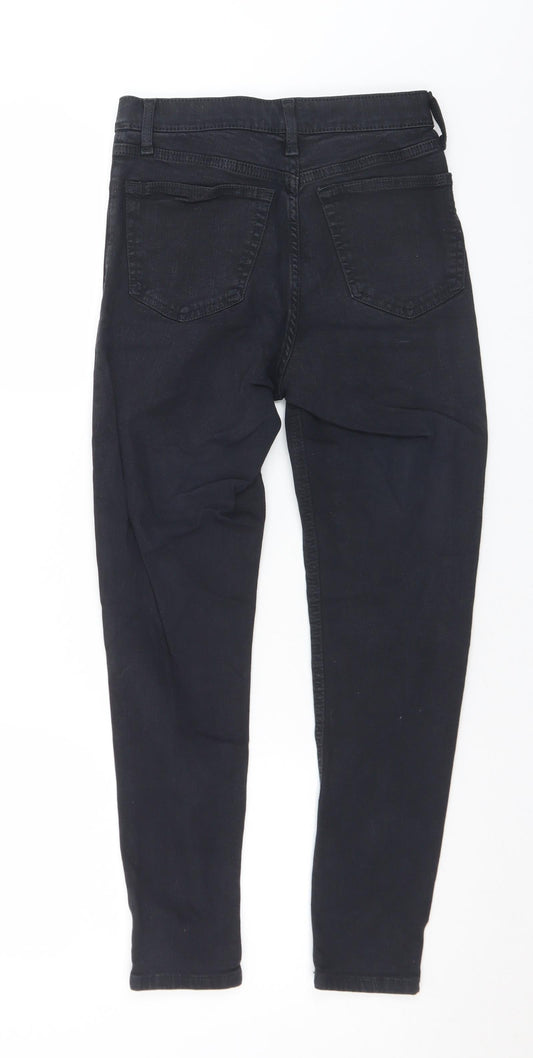 Topshop Womens Black  Cotton Skinny Jeans Size 26 in L30 in Regular Button