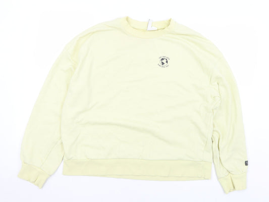 Divided Womens Yellow  Cotton Pullover Sweatshirt Size M