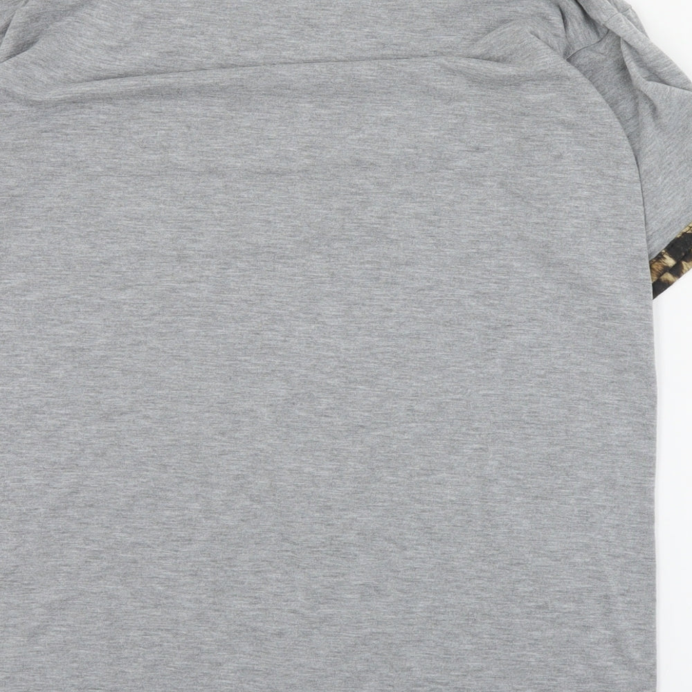 Boohoo Womens Grey  Polyester Basic T-Shirt Size 8 Round Neck