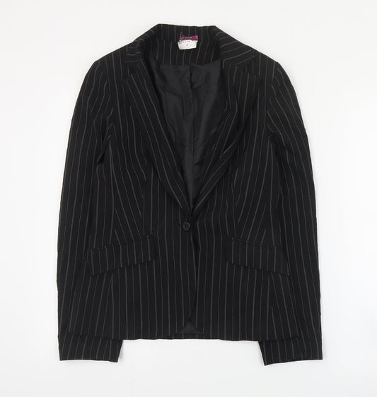 Pilot Womens Black Striped Polyester Jacket Suit Jacket Size 12