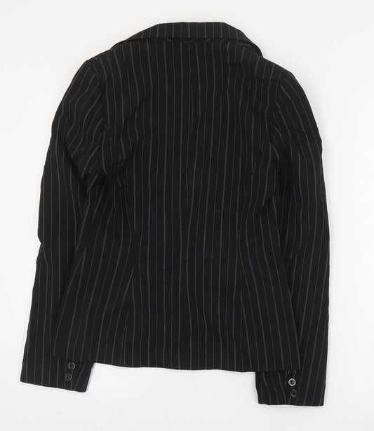 Pilot Womens Black Striped Polyester Jacket Suit Jacket Size 12