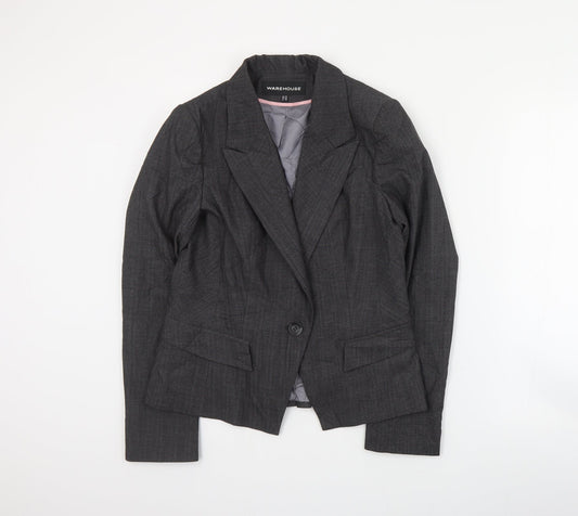 Warehouse Womens Grey  Polyester Jacket Suit Jacket Size 14