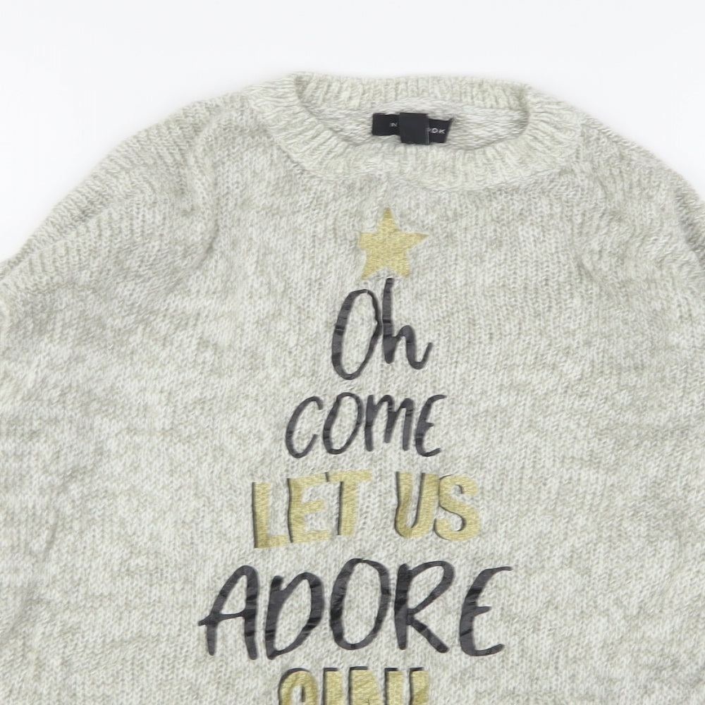 New Look Womens Grey Round Neck  Acrylic Pullover Jumper Size S