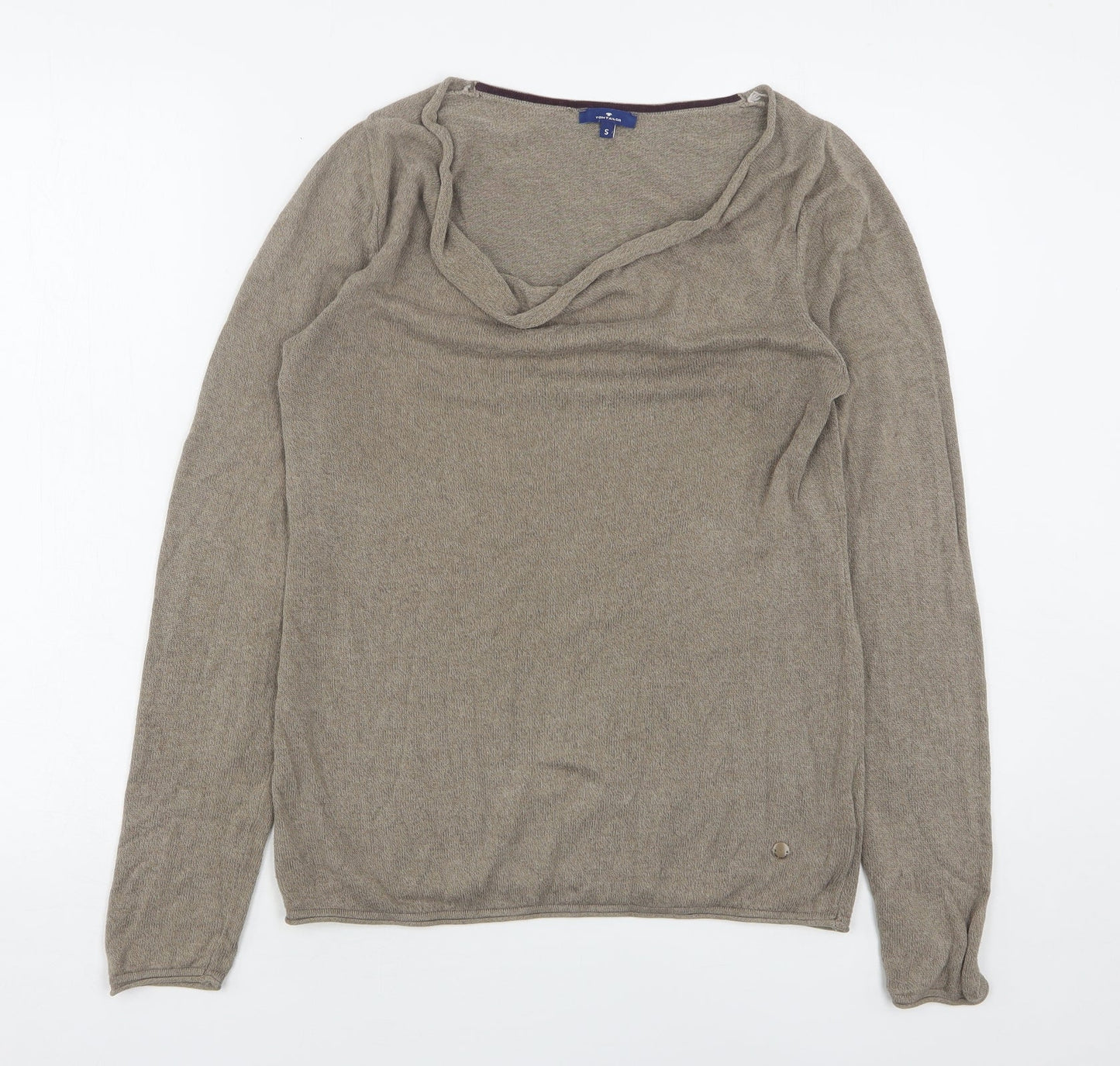 TOM TAILOR Womens Beige Round Neck  Cotton Pullover Jumper Size S