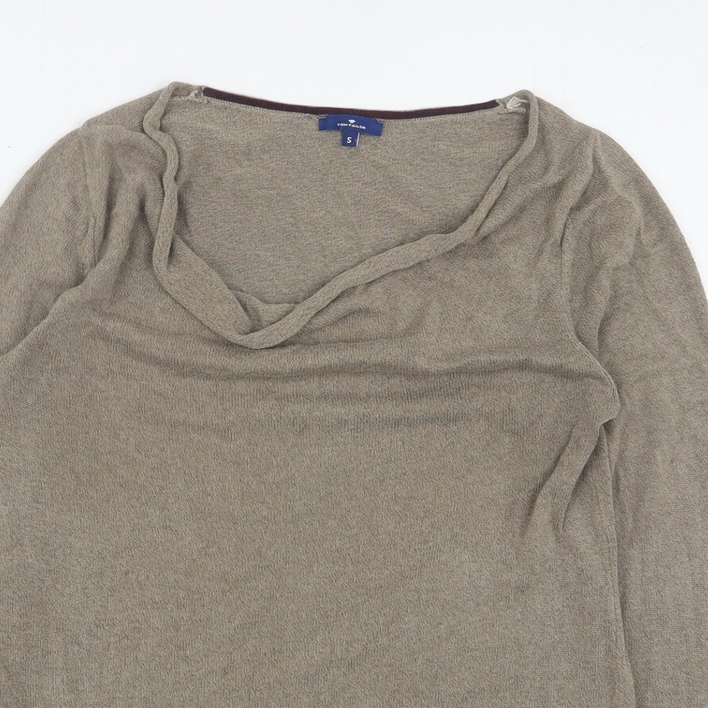 TOM TAILOR Womens Beige Round Neck  Cotton Pullover Jumper Size S