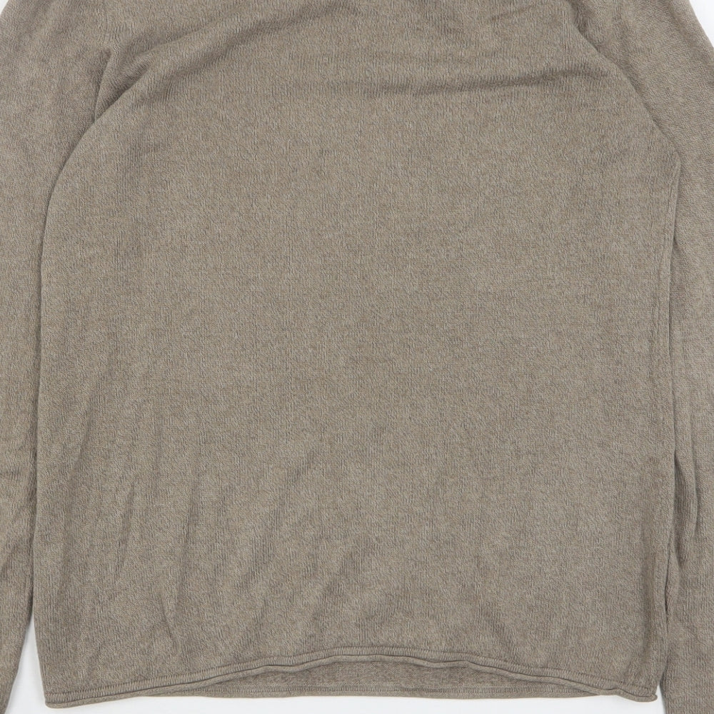 TOM TAILOR Womens Beige Round Neck  Cotton Pullover Jumper Size S