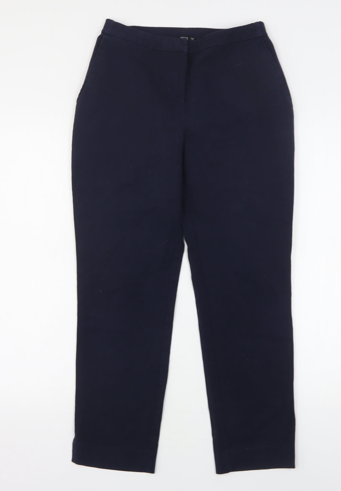Dunnes Stores Womens Blue  Polyester Cropped Trousers Size 10 L27 in Regular