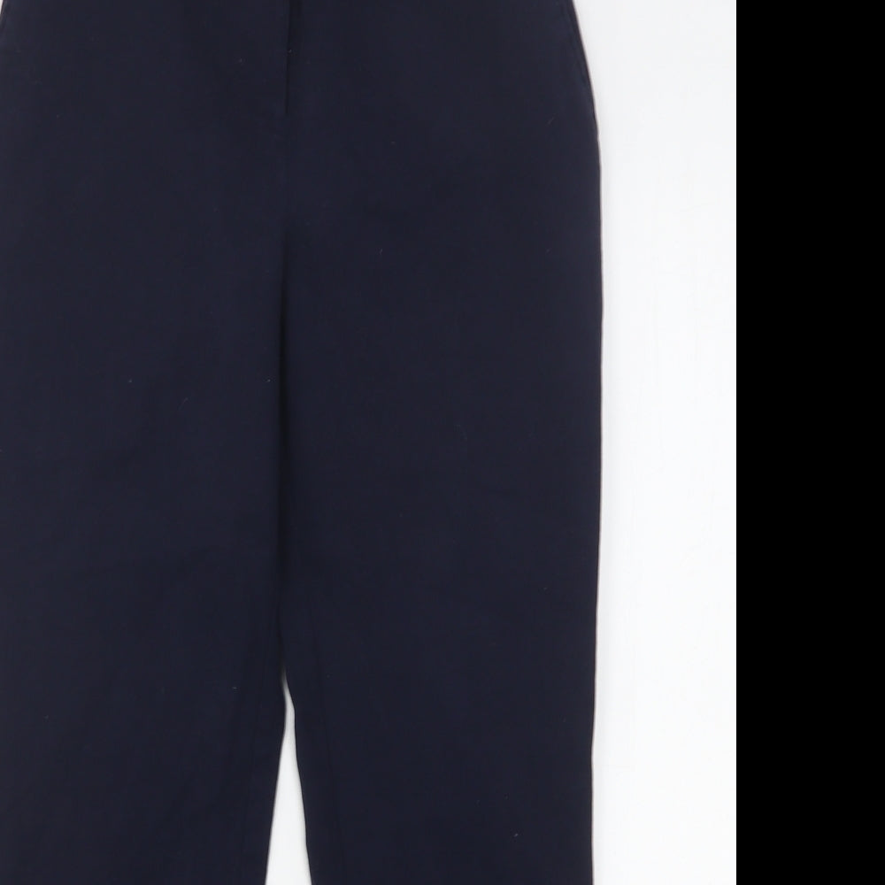 Dunnes Stores Womens Blue  Polyester Cropped Trousers Size 10 L27 in Regular