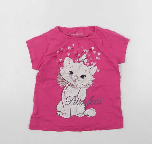 Disneyland  Girls Pink  Cotton Basic T-Shirt Size 8 Years Round Neck