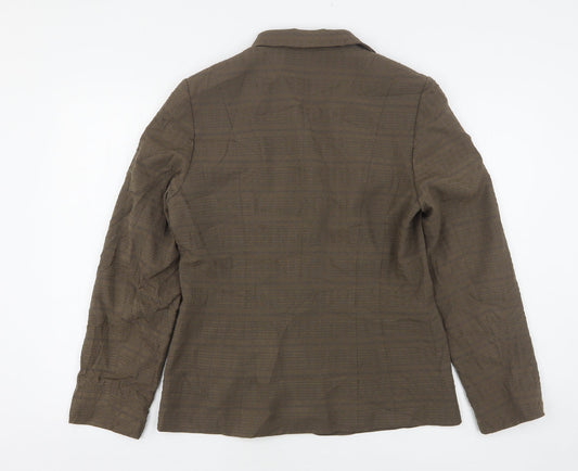 Oscar B Womens Brown Striped Polyester Jacket Suit Jacket Size 10