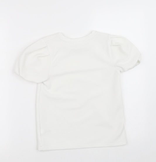 Dunnes Stores Girls White  Polyester Basic Blouse Size 10-11 Years Crew Neck