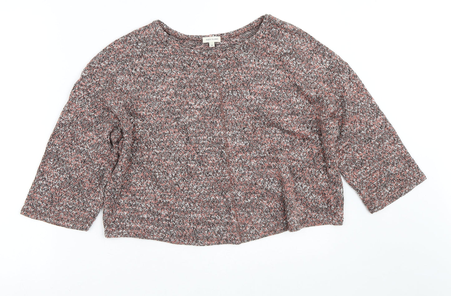 River Island Womens Pink Round Neck  Polyester Pullover Jumper Size 10   - Cropped