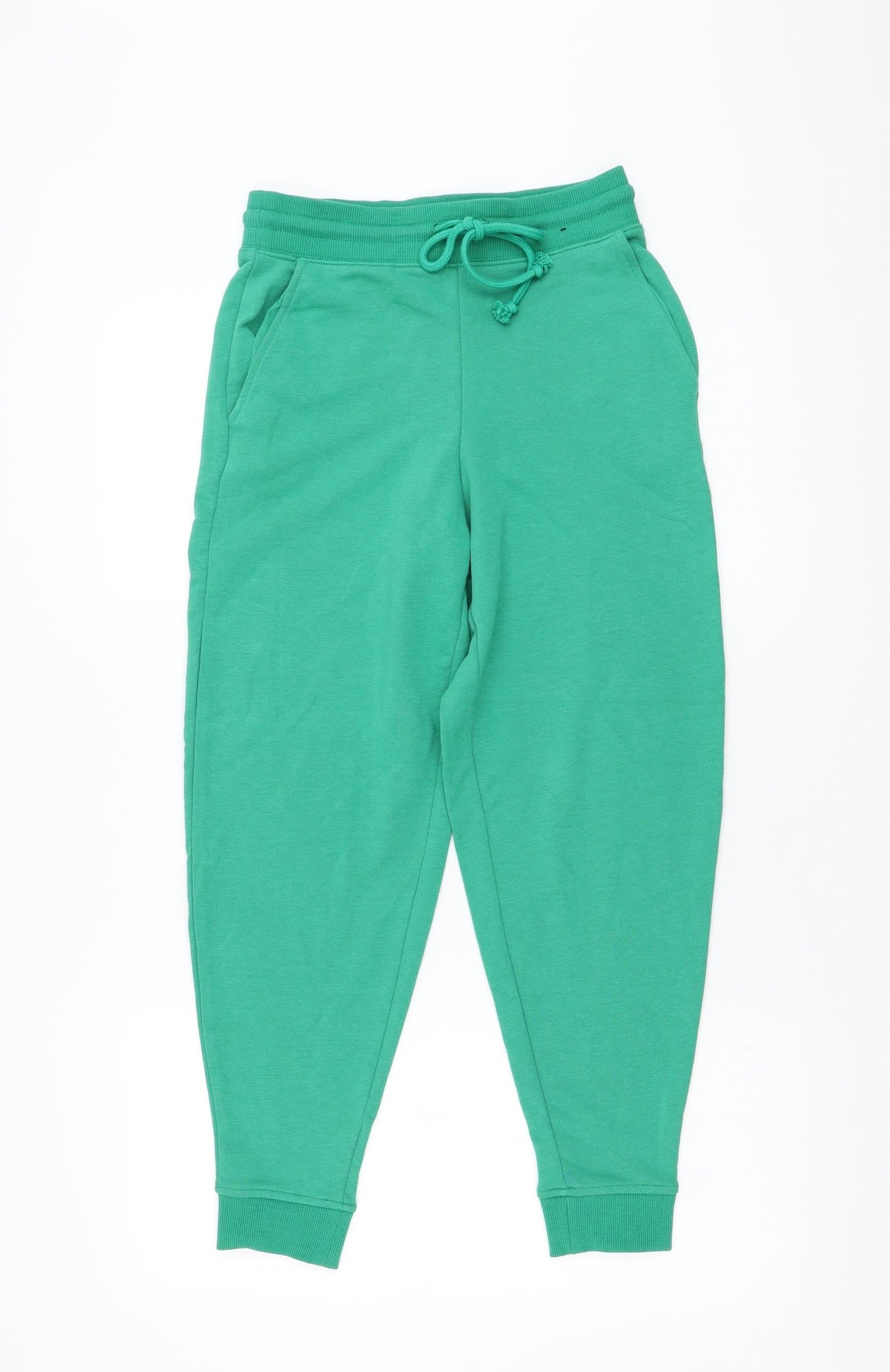 Marks and Spencer Womens Green  Cotton Jogger Trousers Size 6 L26 in Regular