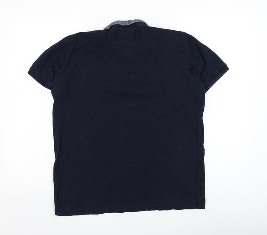 Code Mens Blue  Cotton  Polo Size L Collared Pullover