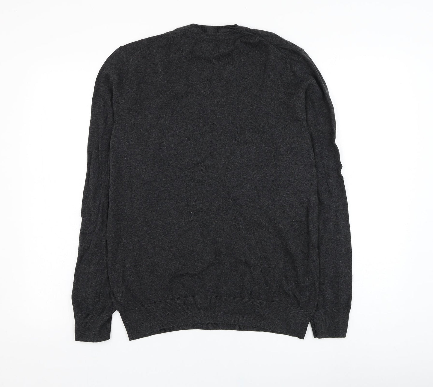 Burton Mens Grey V-Neck  Cotton Pullover Jumper Size M