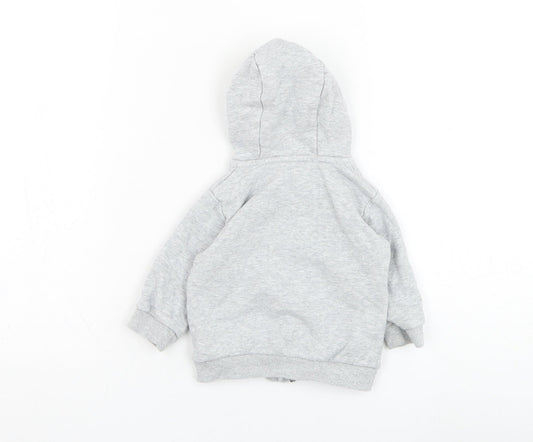 Marks and Spencer Boys Grey  Cotton Full Zip Jumper Size 3-6 Months  Zip