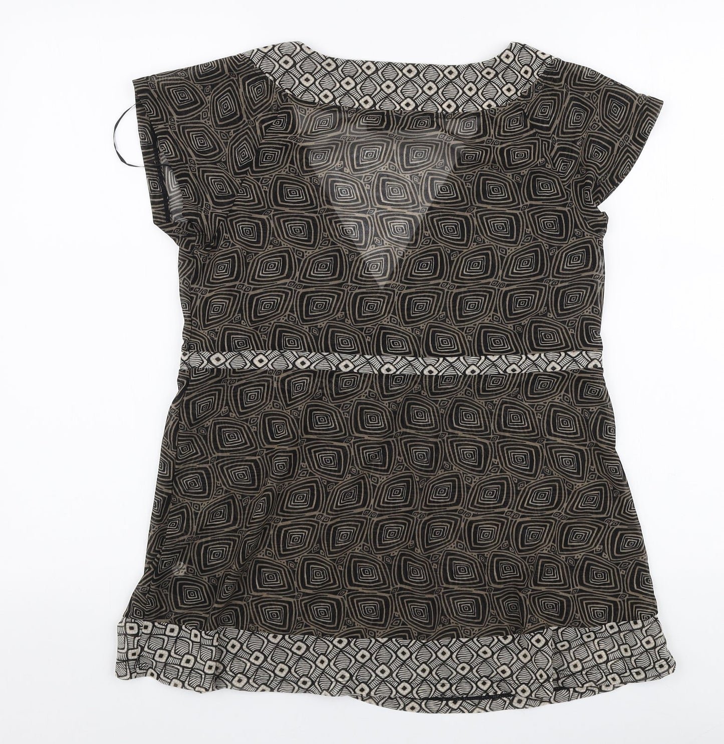 Mexx Womens Brown Geometric Polyester Basic Blouse Size XL V-Neck