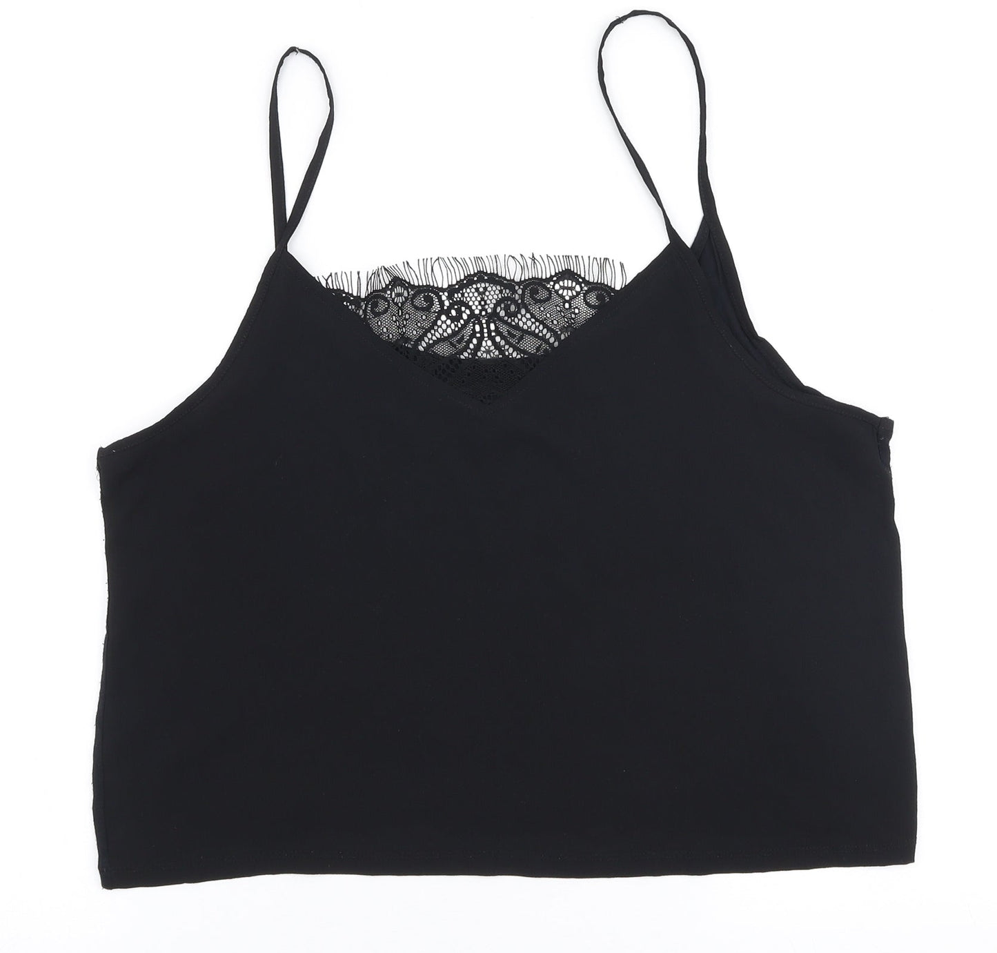 Preworn Womens Black  Polyester Camisole Blouse Size M V-Neck