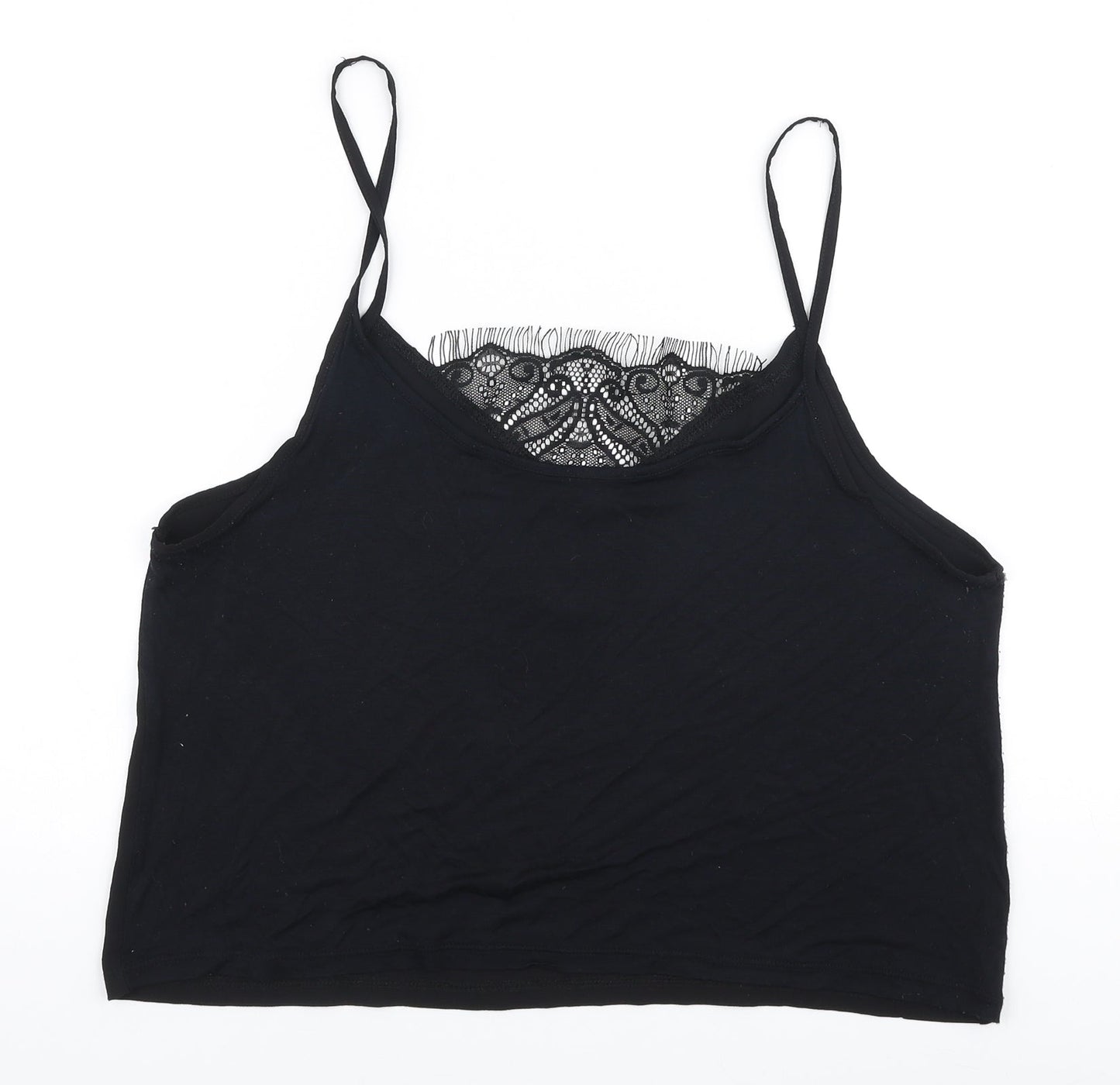 Preworn Womens Black  Polyester Camisole Blouse Size M V-Neck