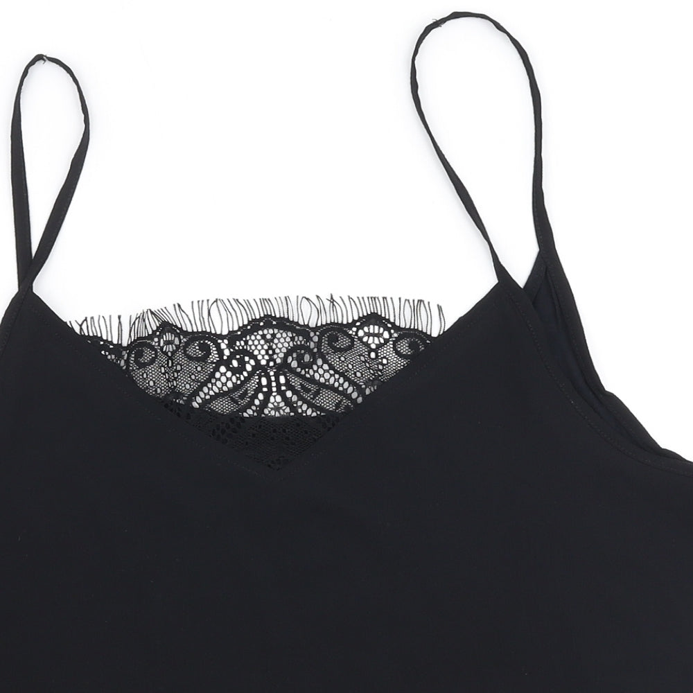 Preworn Womens Black  Polyester Camisole Blouse Size M V-Neck