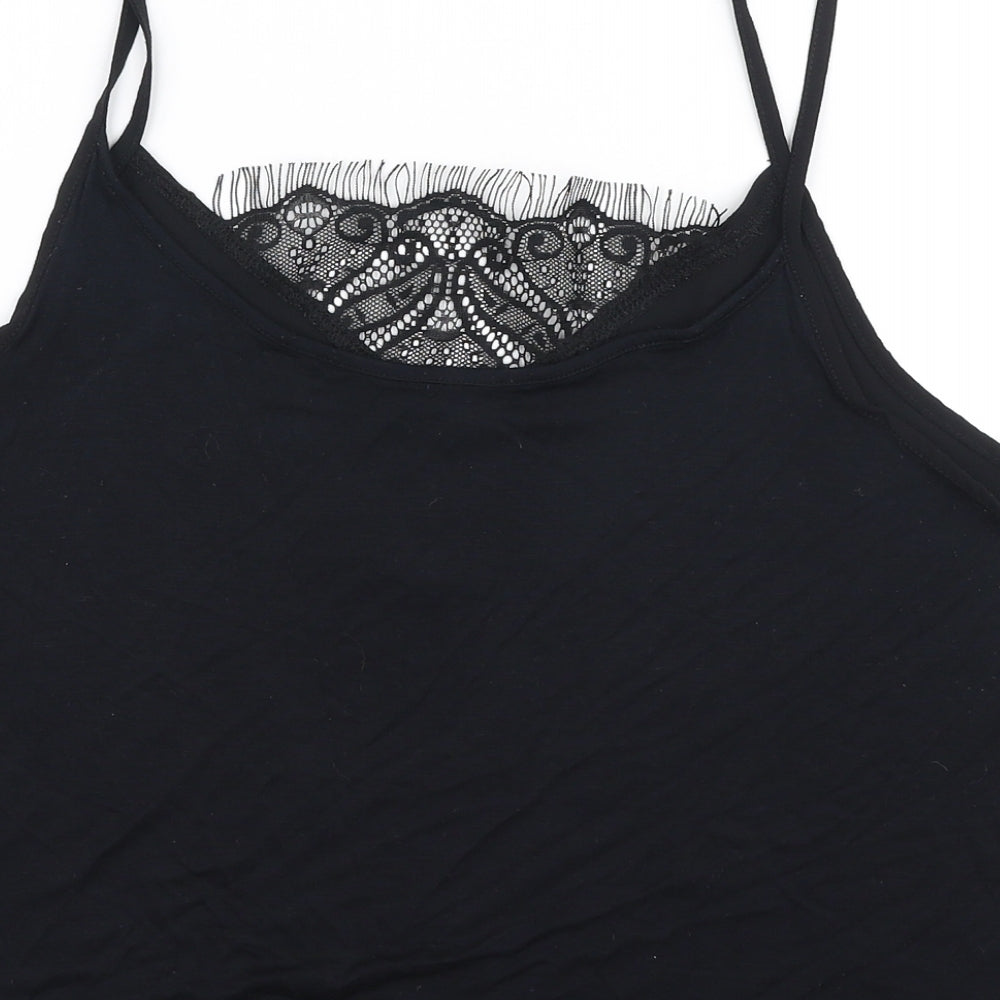 Preworn Womens Black  Polyester Camisole Blouse Size M V-Neck