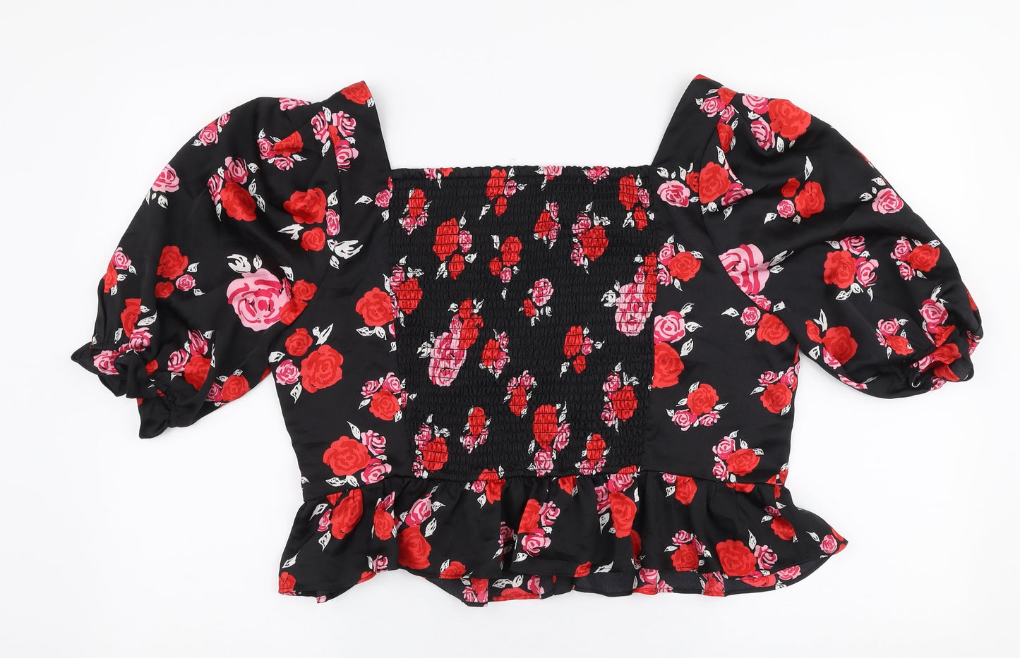 Savida Womens Multicoloured Floral Polyester Cropped Blouse Size XL Square Neck
