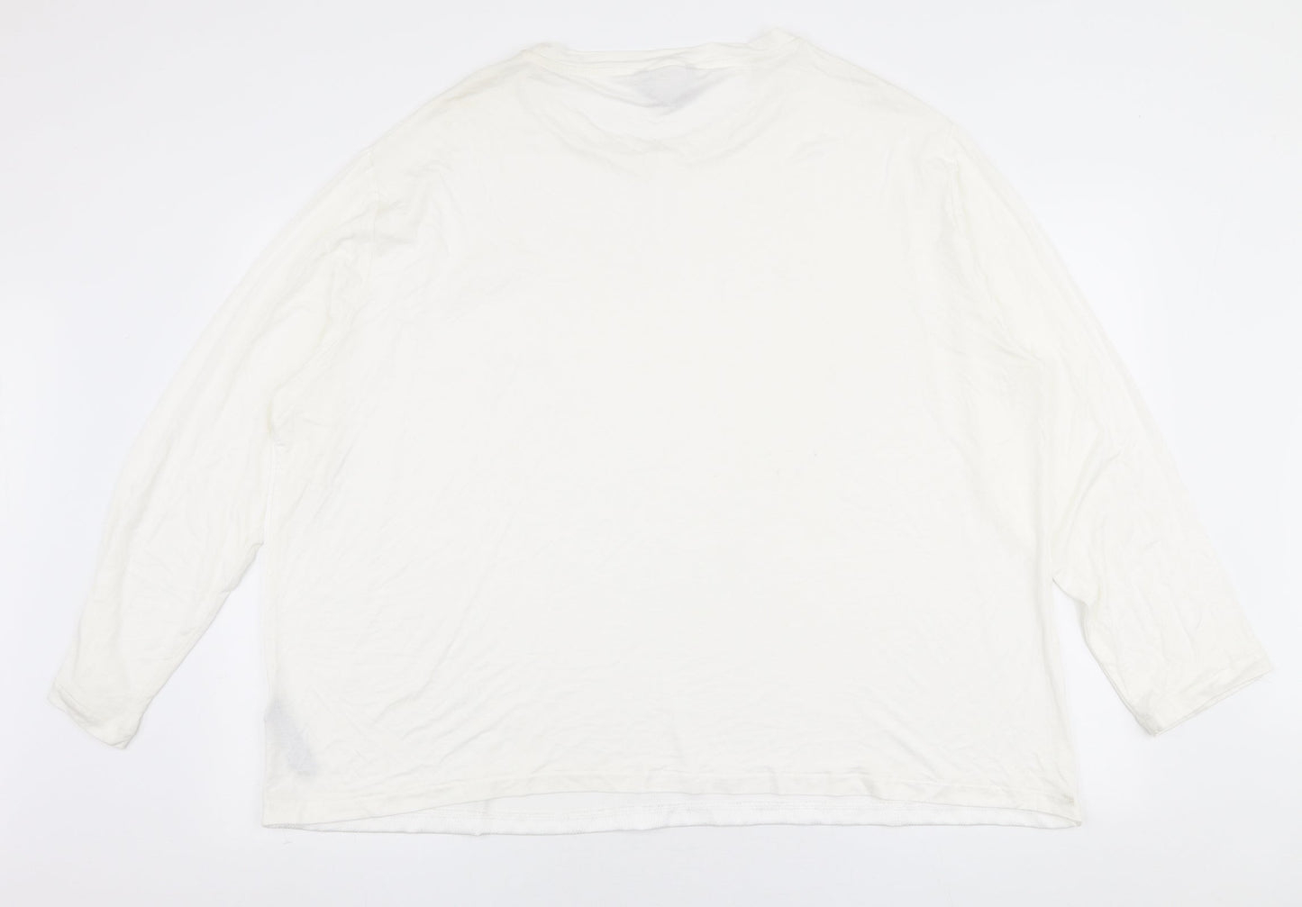 Dunnes Stores Womens White  Polyester Jersey Blouse Size 2XL Round Neck