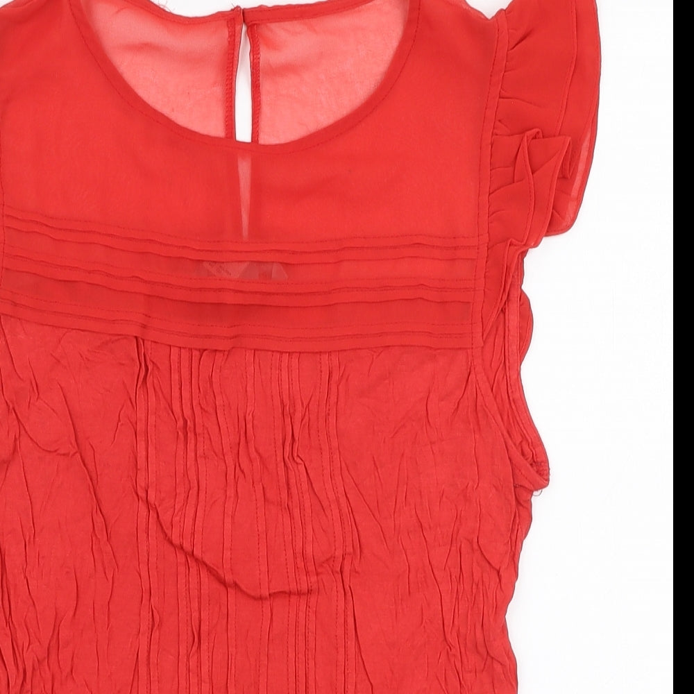 H&M Womens Red  Viscose Jersey Blouse Size S Round Neck