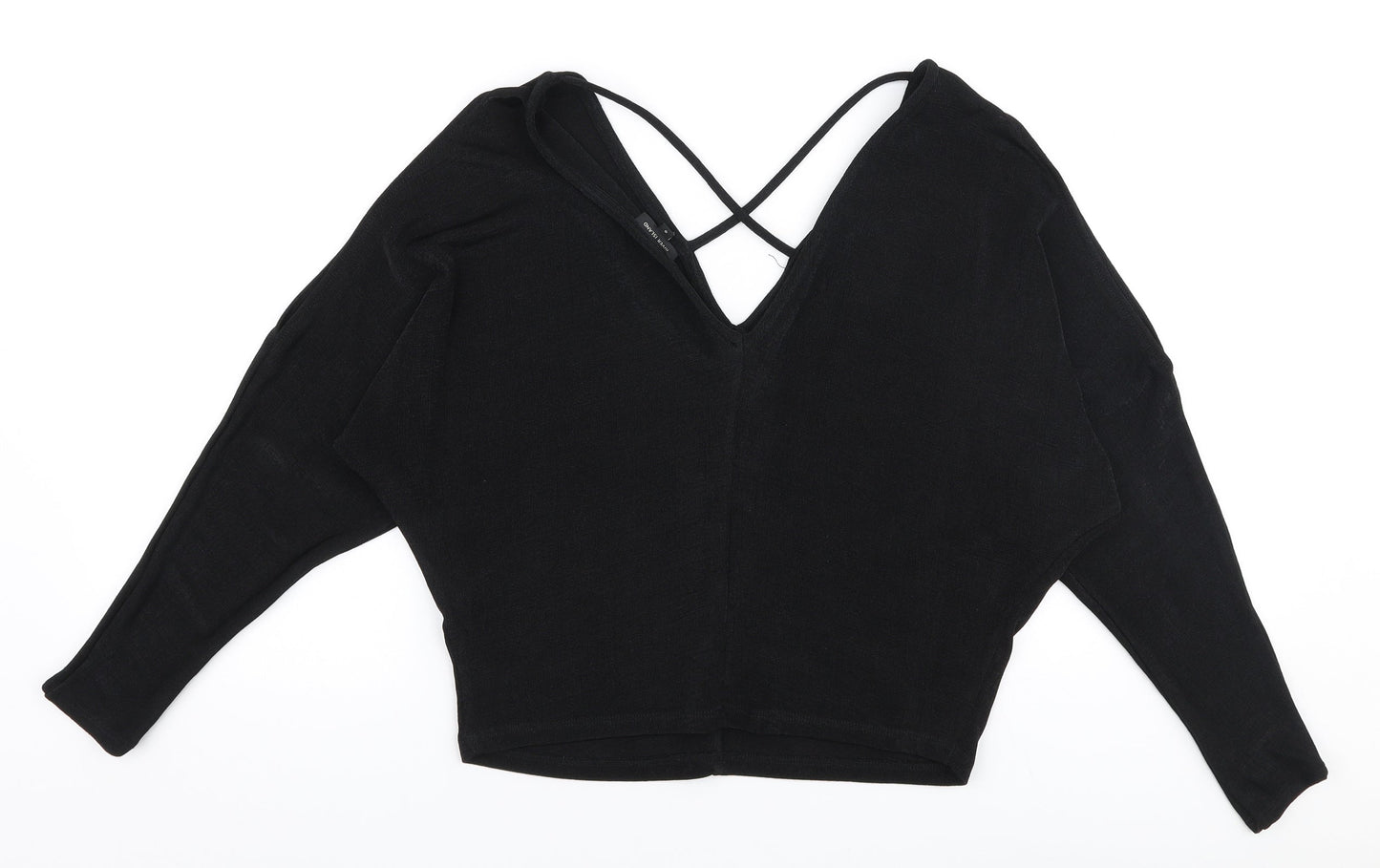 River Island Womens Black V-Neck  Polyester Pullover Jumper Size 8   - Cold shoulder