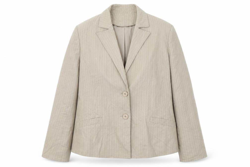 Klass Womens Beige Striped Viscose Jacket Suit Size 16