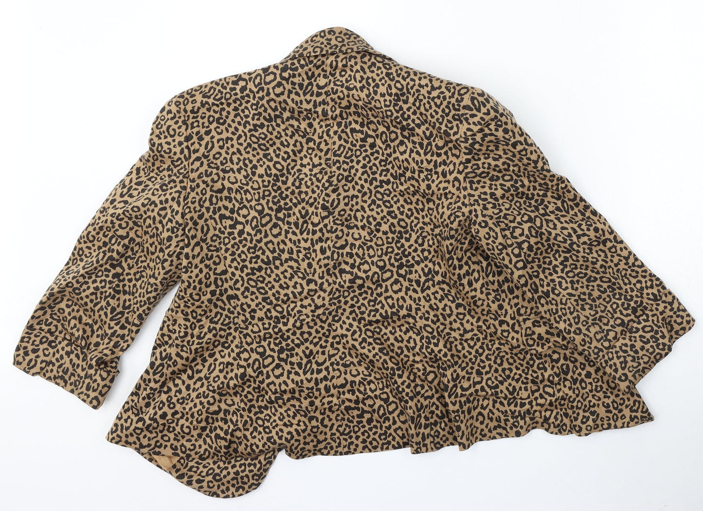 Internacionale Womens Brown Animal Print Polyester Jacket Suit Size 12