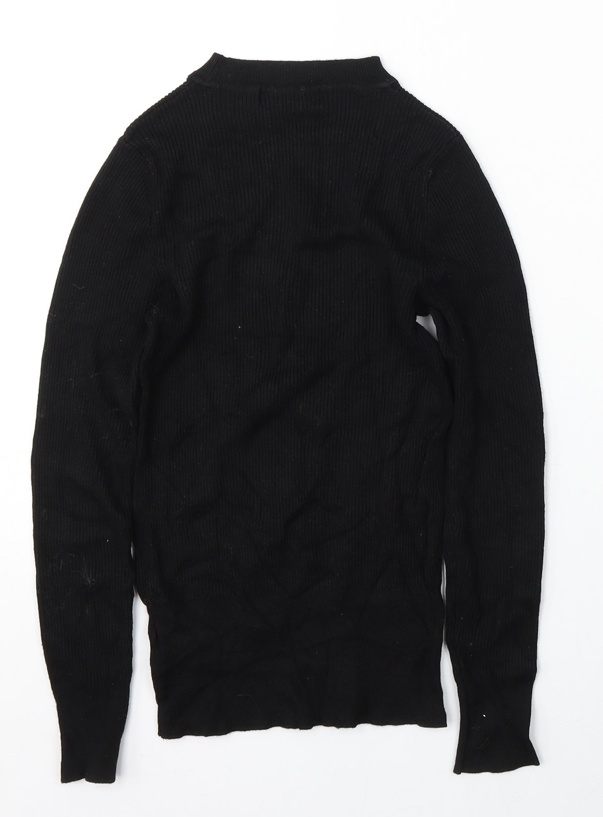 Marks and Spencer Womens Black Round Neck  Viscose Pullover Jumper Size 8