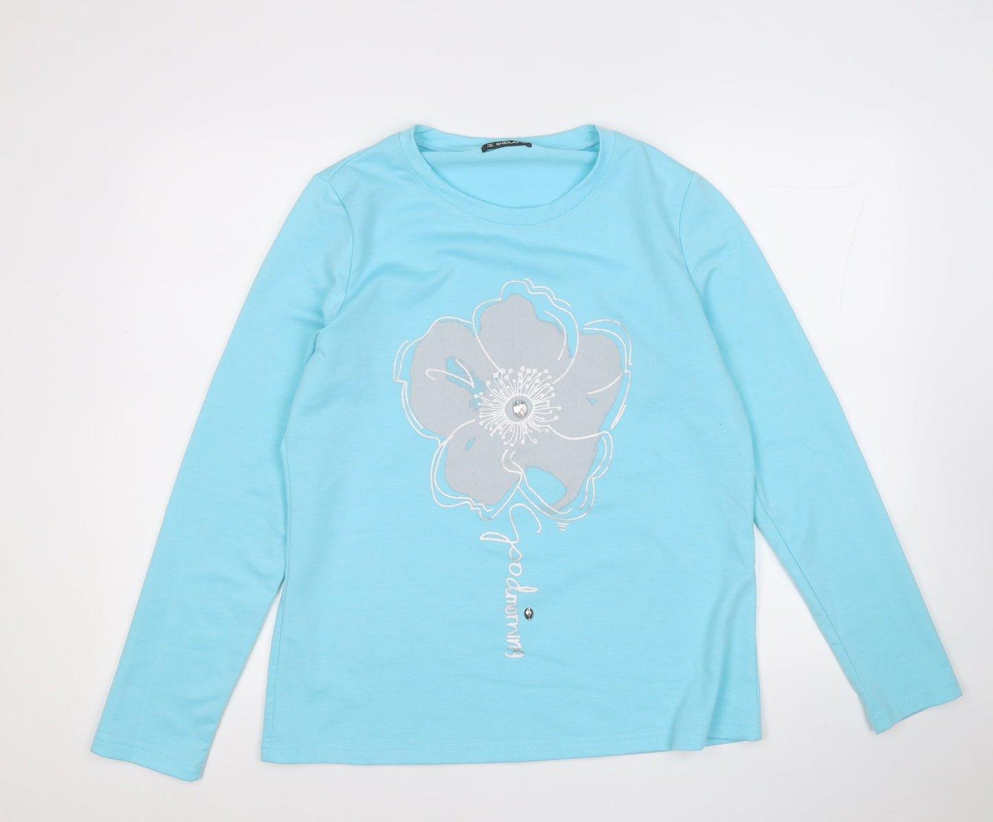 Sheilay Womens Blue Round Neck  Polyester Pullover Jumper Size M