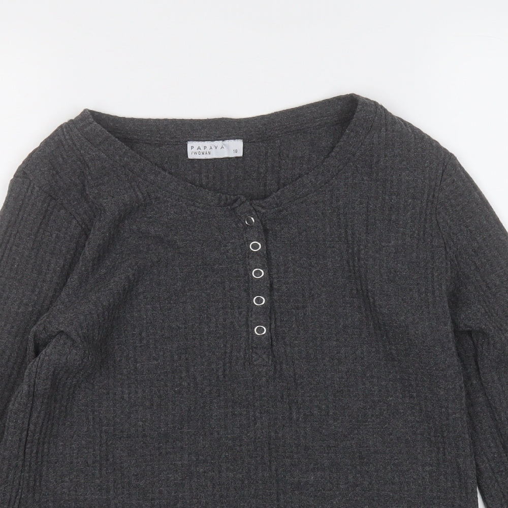 Papaya Womens Grey Round Neck  Polyester Pullover Jumper Size 10