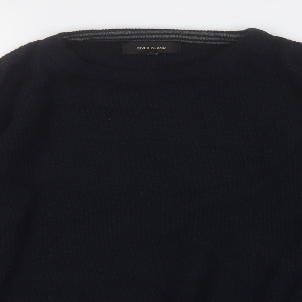 River Island Womens Blue Round Neck  Acrylic Pullover Jumper Size S