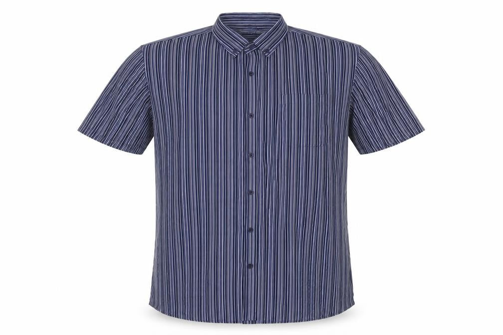 Atlantic Bay Mens Blue Striped Polyester  Button-Up Size XL Collared